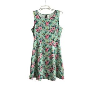 Teal floral Hawaiian Vacation Dress - Size 12